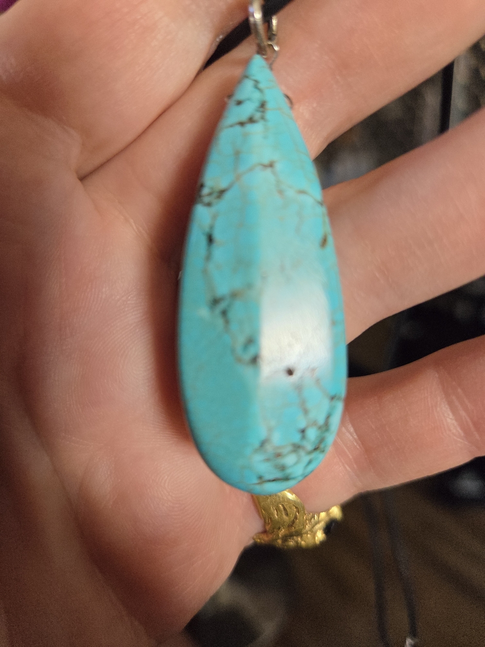 Genuine Turquoise 12g/60ct/Natural Spiderweb Turquoise Pendant with Pyrite